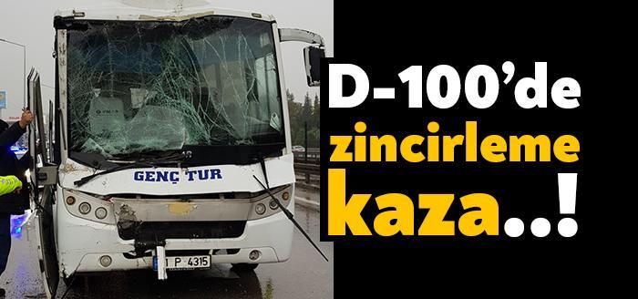 İzmit D-100 karayolu Yahya Kaptan mevkisinde servis araçları kamyon ve