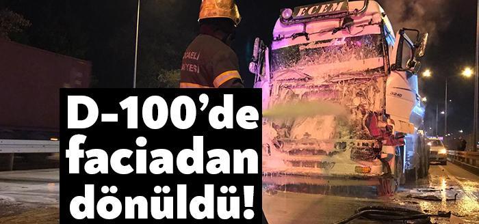 İzmit D-100 karayolu Yahya Kaptan mevkisinde sülfürik asit yüklü tankerin