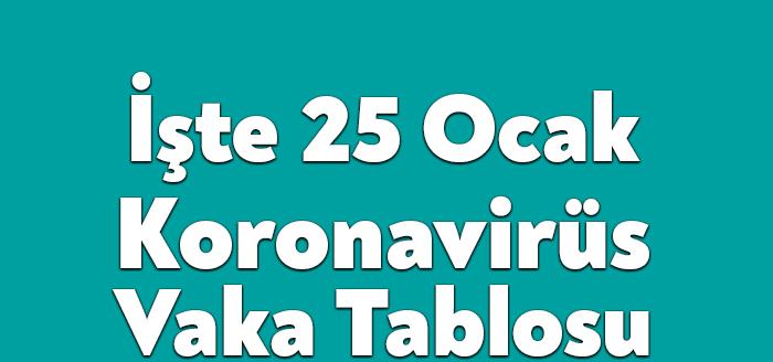 25 Ocak Koronavirüs Tablosu açıklandı. Buna göre 671 hastayla birlikte