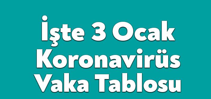 Sağlık Bakanlığı 3 Ocak Koronavirüs tablosuna göre uzun zaman aranın