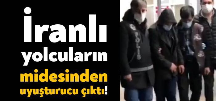 Kocaeli'de, TEM Otoyolu üzerinde durdurulan otobüste, İranlı 3 yolcunun midesinden