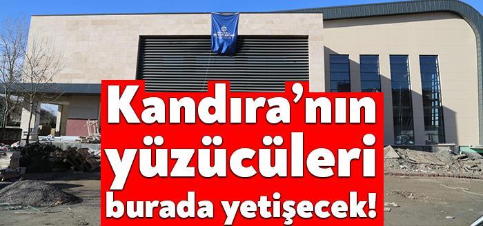 Kandıra’da yapımı devam eden yarı olimpik yüzme havuzunda yoğun çalışma
