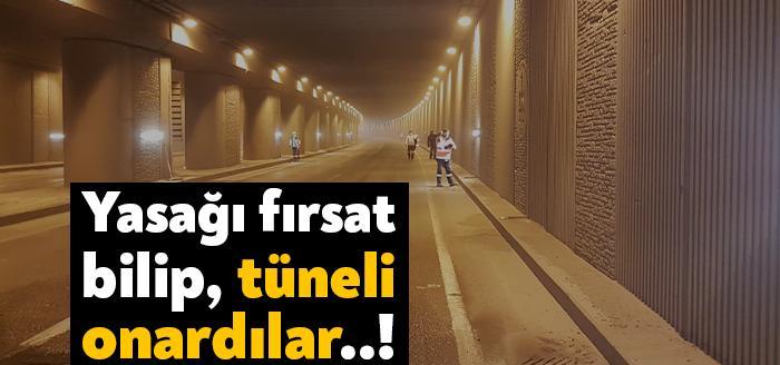 Büyükşehir ekipleri D-100 trafik yükünü taşıyan Seka Tüneli’nde aydınlatma bakım