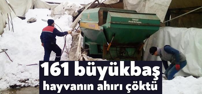 Körfez Naip Mahallesi’nde 161 büyükbaş hayvanın bulunduğu ahırın çatısı, üzerinde