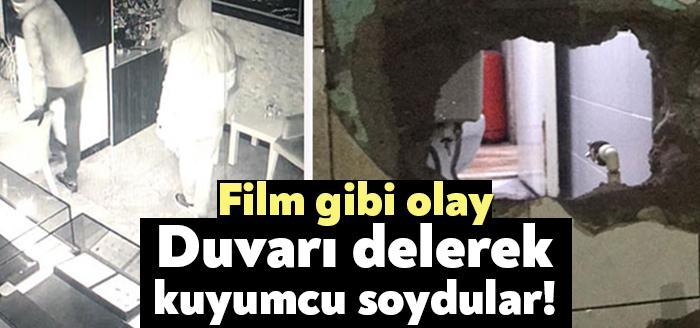 Kocaeli'nin Körfez ilçesinde hırsızlar, bir iş yerinin duvarını delerek kuyumcu