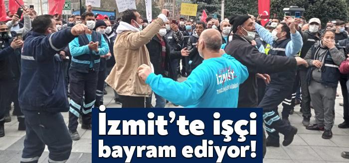 İzmit Belediyesi toplu iş sözleşmesi öncesi İzmit Belediyesi önünde eğlenceler
