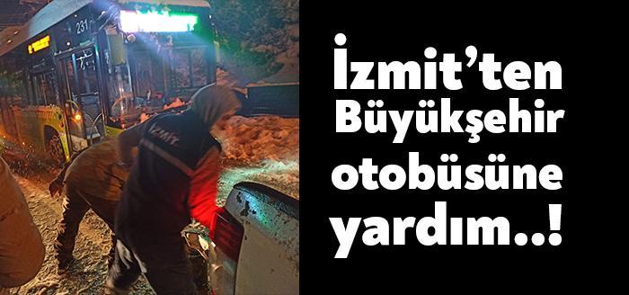 İzmit Belediyesi karla mücadele ekipleri, dün gece saatlerinde kar ve