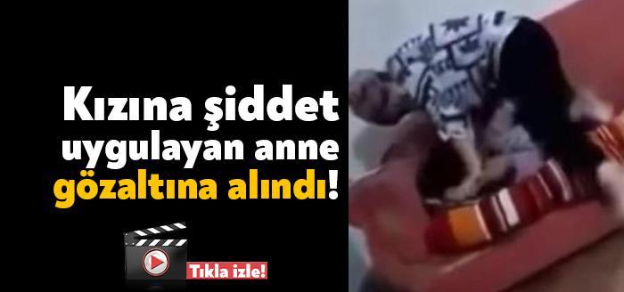 Kocaeli'nin Körfez ilçesinde çocuğuna şiddet uygulayan Nurcan S.'nin görüntüleri sosyal