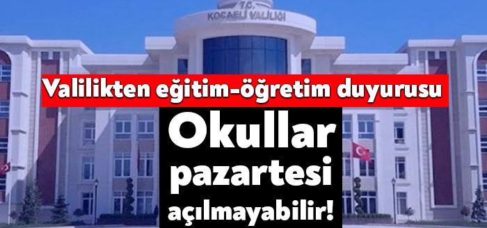 Kocaeli Valiliği okullarda eğitim öğretimin başlamasıyla ilgili bir açıklama yayınladı.