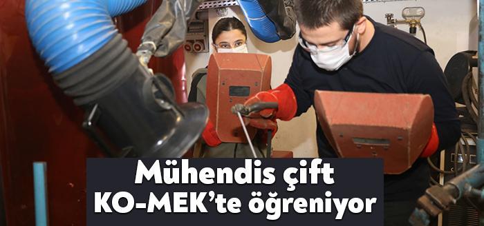 Gaz Altı (Mig-Mag) Kaynakçılık Kursu’na birlikte katılan genç mühendis çift,
