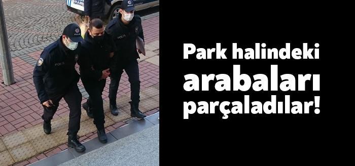 İzmit Turgut Mahallesinde park halinde araçlara tekme atarak dikiz aynalarını