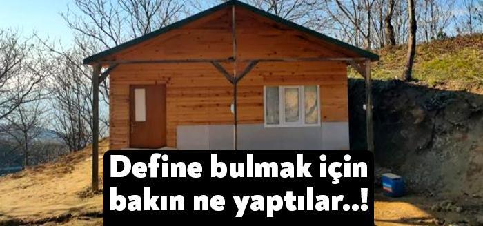 Kocaeli'nin Karamürsel ilçesinde, ormanlık alanda bulunan kulübenin içerisinde define bulmak