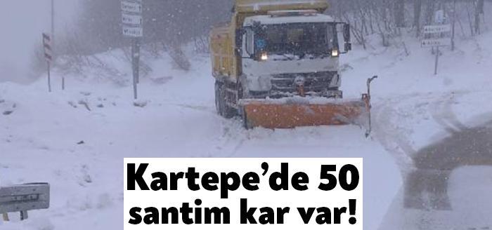 Kocaeli Kartepe ilçesinde yüksek kesimlerde kar yağışı etkili olurken, zirvede