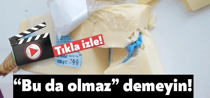 Kocaeli İzmit'te bir marketten kaşar peyniri alan vatandaş, peyniri kesince