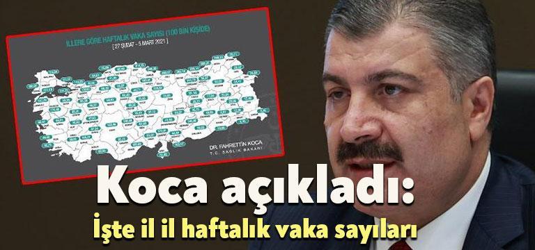 Sağlık Bakanı Fahrettin Koca, illerin 100 bin nüfusa karşılık gelen
