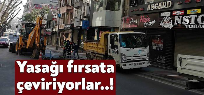 Sokağa çıkma kısıtlamasında yollarda araç trafiğinin olmamasını fırsat bilen Büyükşehir