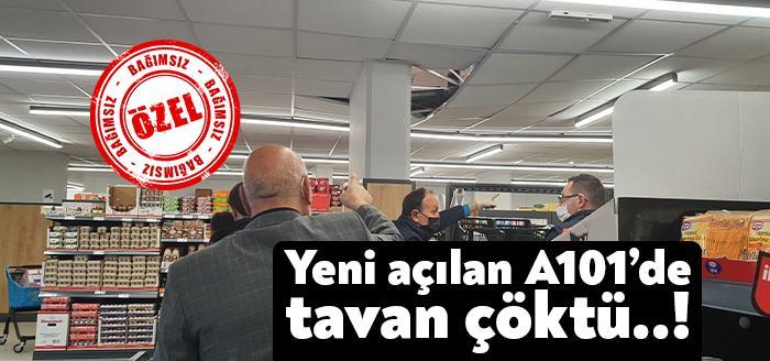 Kocaeli’nin İzmit ilçesinde Kemalpaşa Mahallesi’nde yeni açılan İzmit A101’in tavanı