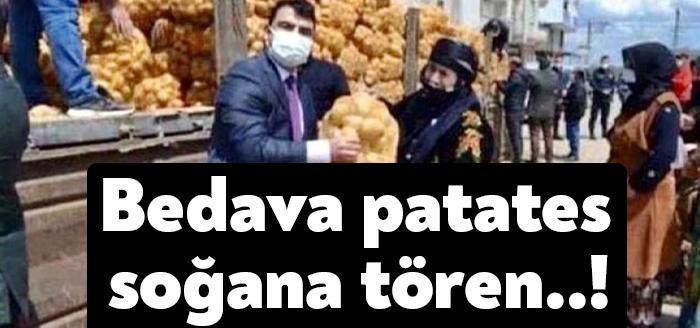 Erdoğan’ın talimatıyla, üreticinin elinde kalan patateslerin fakir fukaraya dağıtımının resmi