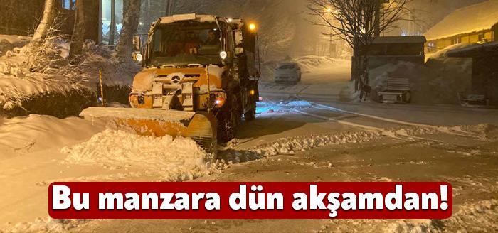 Büyükşehir Belediyesi karla mücadele ekipleri yüksek kesimlerde görülen kar yağışına