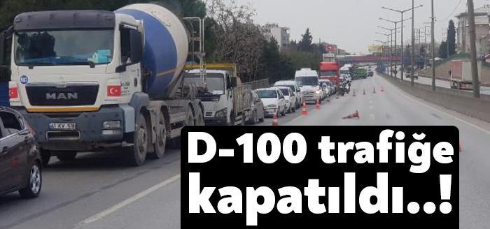 Kopan yüksek gerilim hattının onarımı için D-100 Karayolu trafiğe kapatıldıİZMİT'te