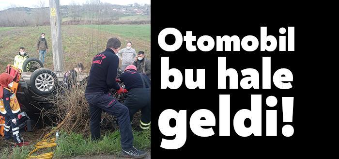 Kandıra-Kaynarca yolu Balcı mevkiinde yağışlı havanın etkisiyle kayganlaşan yolda kontrolden