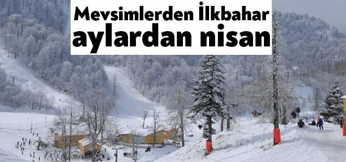 Kocaeli Kartepe Kayak Merkezi'nde dün etkili olan yağışla pistlerdeki kar