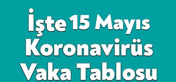 Sağlık Bakanlığı'nın açıkladığı 15 Mayıs Cumartesi gününün corona tablosuna göre