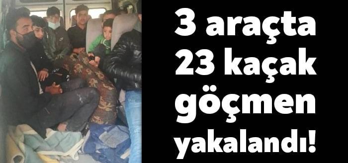Kocaeli'de, TEM yolunda durdurulan 3 araçta 23 kaçak göçmen yakalanırken,