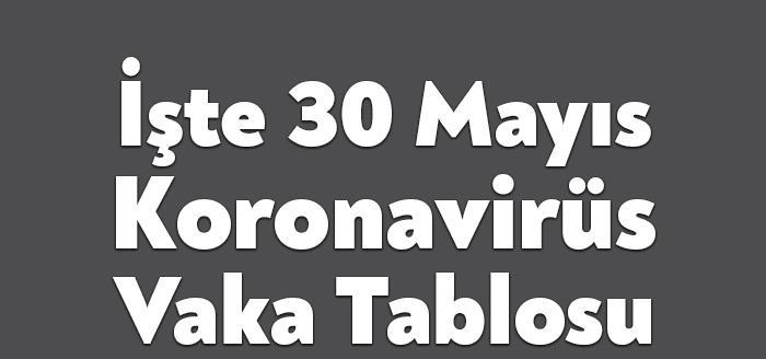 Sağlık Bakanlığı'nın açıkladığı 30 Mayıs Pazar gününün corona tablosuna göre