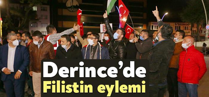 İsrail'in Filistinlilere yönelik saldırılarını protesto etmek amacıyla Derince Kent Meydanı’nda