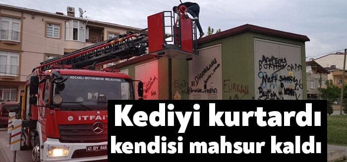 Darıca'da kedi yavrusunu kurtarmak için çıktığı trafoda mahsur kalan genç,
