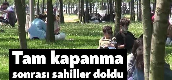 Tam kapanma sonrası sahiller doldu Sıcak havayı fırsat bilen sahile