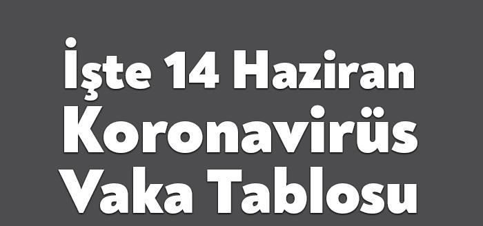 Sağlık Bakanlığı'nın açıkladığı 14 Haziran Pazartesi gününün corona tablosuna göre