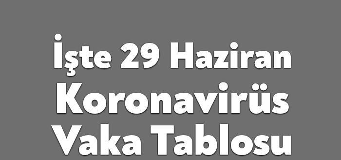 Sağlık Bakanlığı'nın açıkladığı 29 Haziran Salı gününün corona tablosuna göre