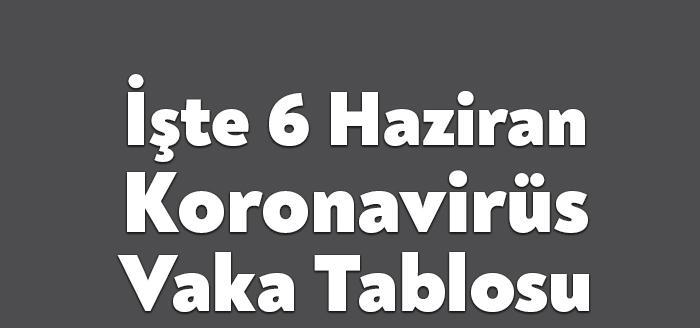 Sağlık Bakanlığı'nın açıkladığı 6 Haziran Pazar gününün corona tablosuna göre