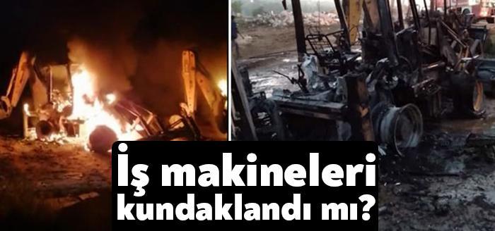 Kocaeli'nin Gebze ilçesinde, park halindeki 3 iş makinesi, bir anda