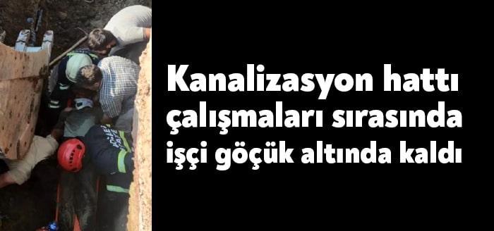 Kocaeli'de kanalizasyon hattı döşeme çalışmaları sırasında meydana gelen toprak kayması