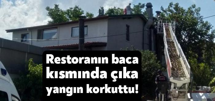 Kocaeli'nin İzmit ilçesinde bir restoranın baca kısmında çıkan yangın itfaiye