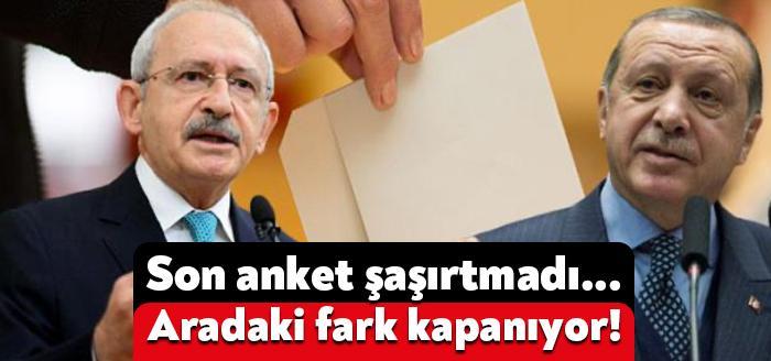 Son yayınlanan ankette, AK Parti ile CHP arasındaki farkın az
