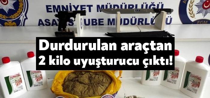 Kocaeli'nin İzmit ilçesinde şüphe üzerine durdurulan araç içerisinde 2 kilo