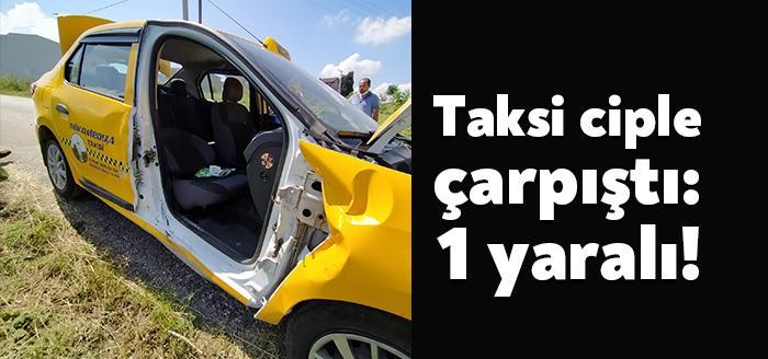 İzmit Tüysüzler Mahallesinde ticari taksi ile cipin çarpışması sonucu meydana