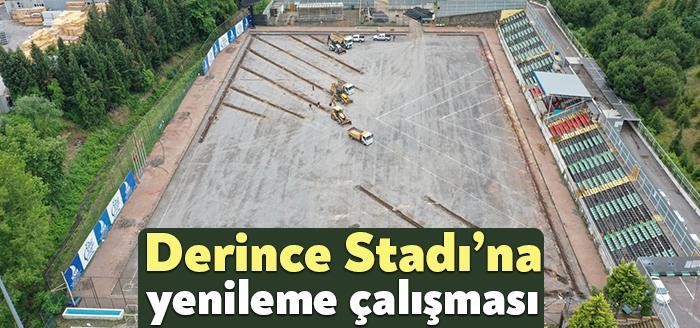 Kocaeli Büyükşehir Belediyesi, Derince Belediyespor stadında yenileme çalışması yapıyor.