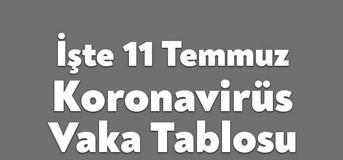 Sağlık Bakanlığı'nın açıkladığı 11 Temmuz Pazar gününün corona tablosuna göre