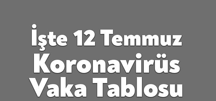 Sağlık Bakanlığı'nın açıkladığı 12 Temmuz Pazartesi gününün corona tablosuna göre