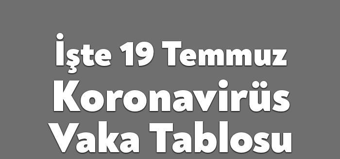 Sağlık Bakanlığı'nın açıkladığı 19 Temmuz Pazartesi gününün corona tablosuna göre