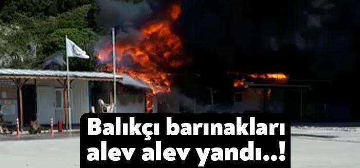 Kandıra Bağırganlı sahilinde bulunan balıkçı barınaklarında elektrik kontağı nedeniyle çıkan