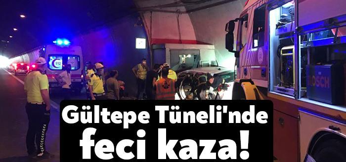 İzmit'te, TEM Otoyolu Gültepe Tüneli içerisinde otomobil, önce önünde giden otomobile