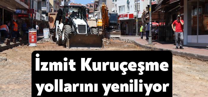 İzmit Belediyesinin Kuruçeşme’de başlattığı yol bakım, onarım ve aydınlatma çalışmalarıyla