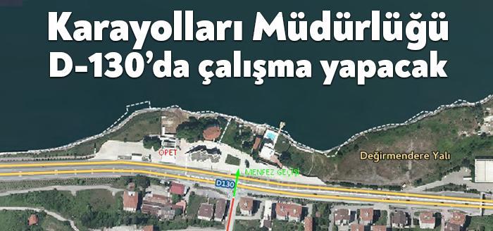 Karayolları Genel Müdürlüğü ekipleri tarafından Gölcük İlçesi, Değirmendere Mahallesi, D-130