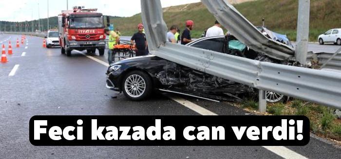 Kocaeli'nin Körfez ilçesi Kuzey Marmara Otoyolu'nda sürücüsünün direksiyon hakimiyetini kaybettiği